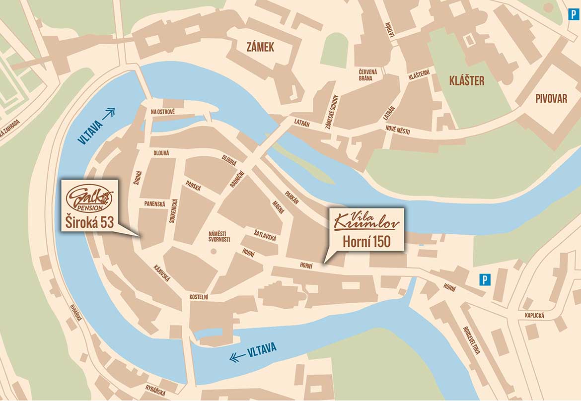 Vila Krumlov - How to Find Us, map